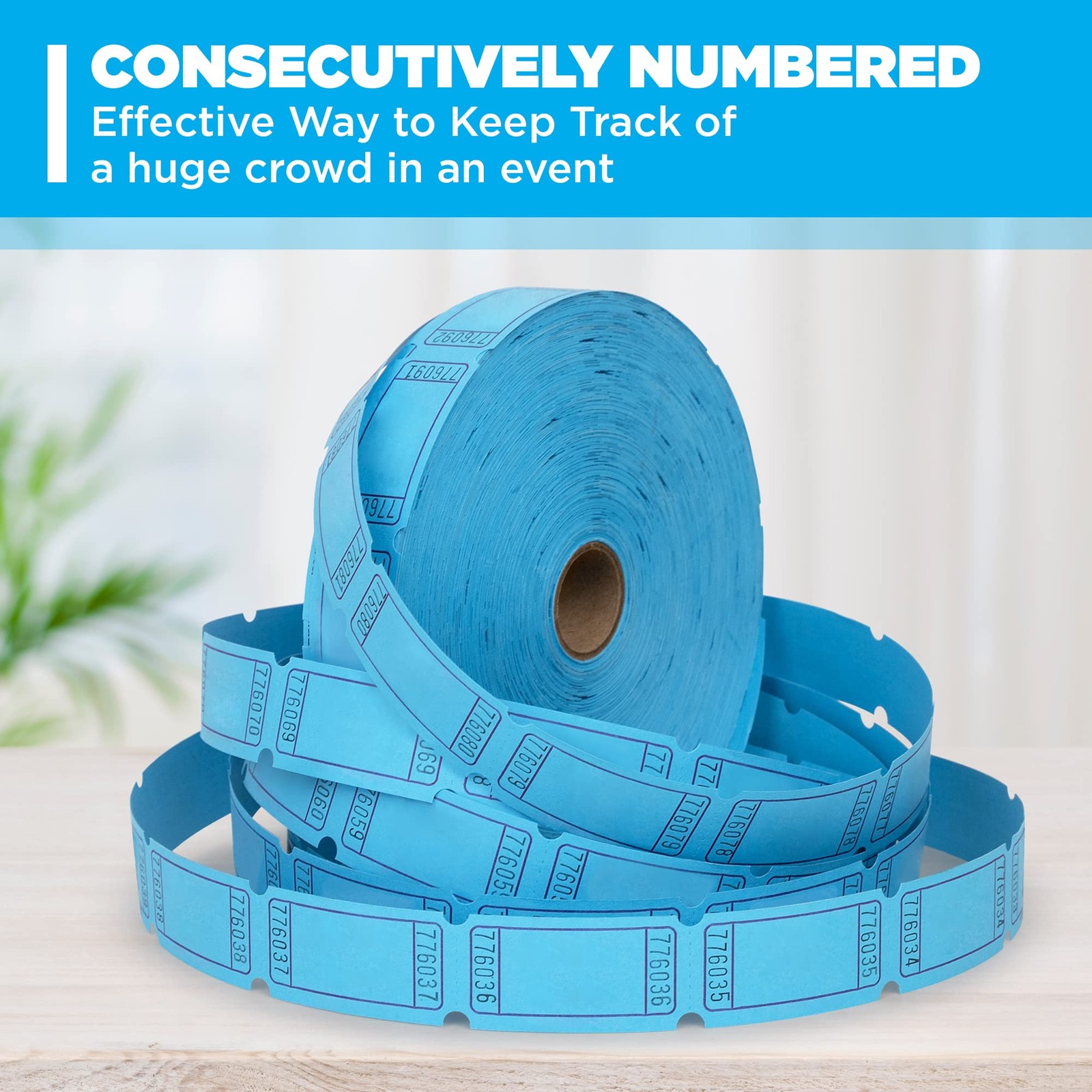 Blue Blank Single Roll Raffle Tickets Auction Fundraiser Event 2000 PCS