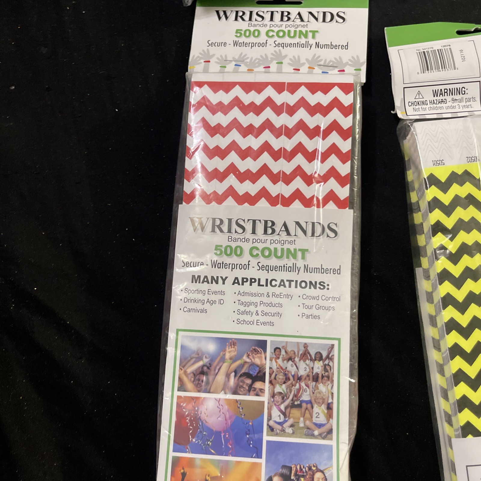 Amscan Tyvek Wristbands 3000 Count Assorted Colors Chevron Numbered Glows