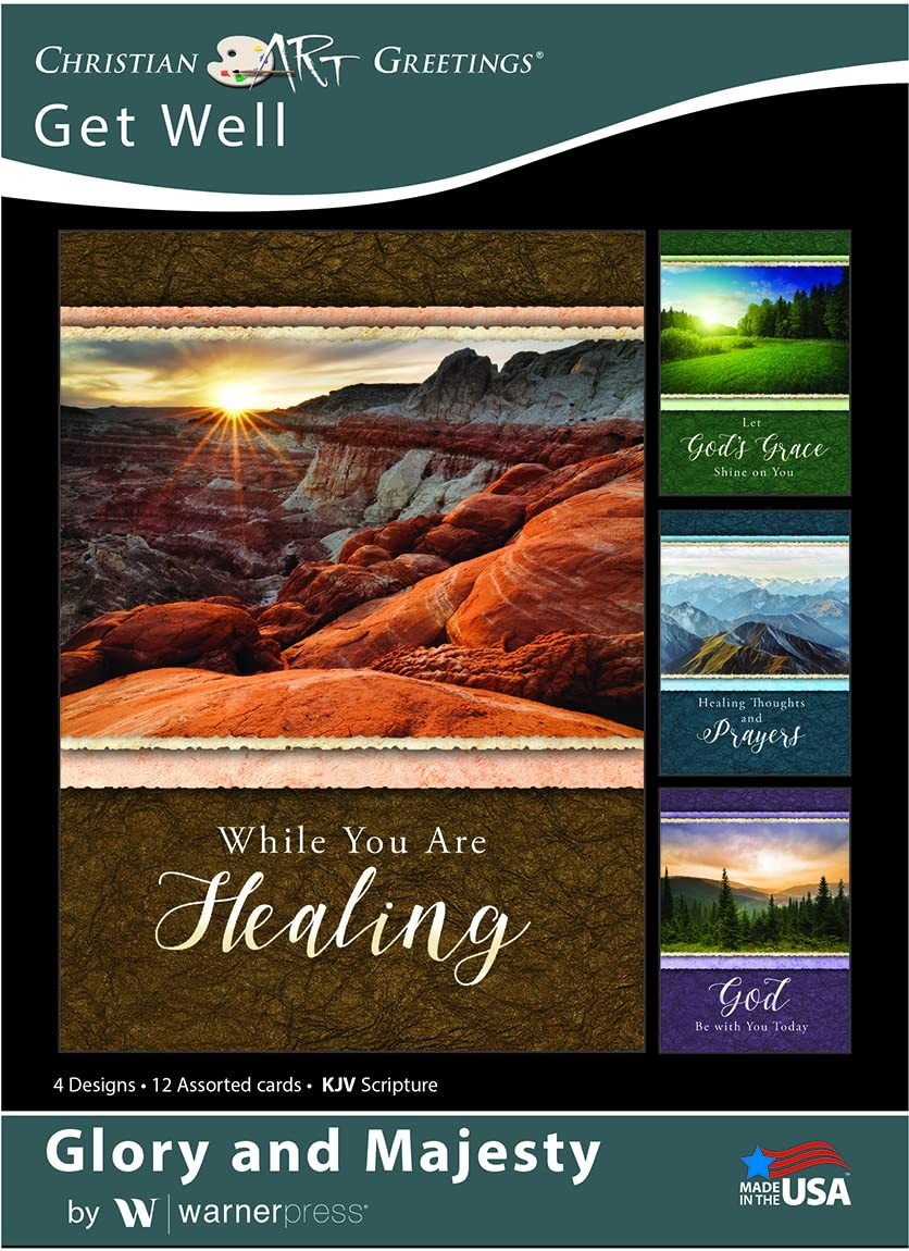 Boxed Greeting Cards – Christian Get Well 12 Count (Pack of 1), Multicolor