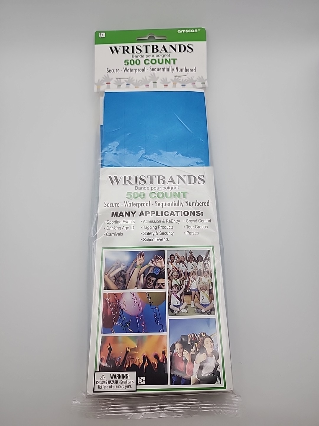 “NEW” Blue Event Wristbands 500 Count Secure Waterproof Sequentially Numbered