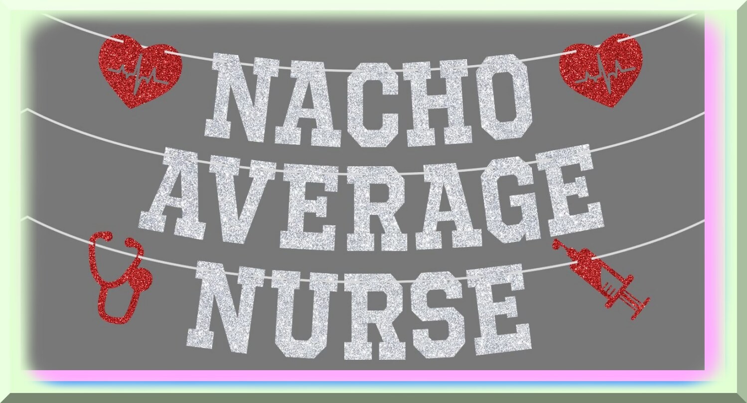 Silver Nurse Graduation Banner with Glitter Letters