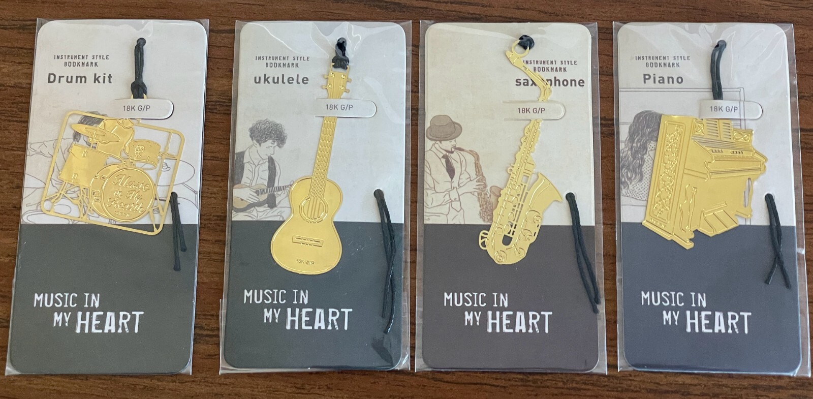 Music Instrument Bookmark Gold-plated Stainless Metal Art Bookmark Perfect Gift