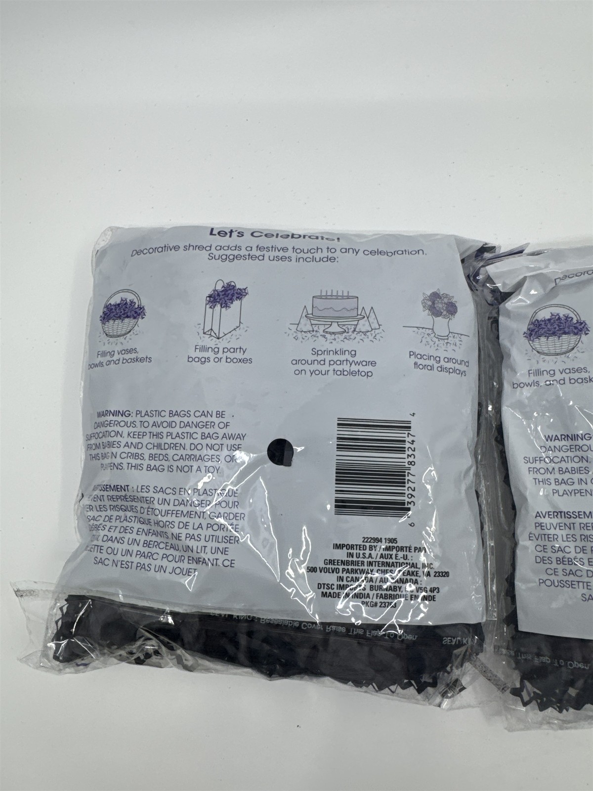 Set Of 2 Black Decorative Shred Easter Grass Black Crafting Shred