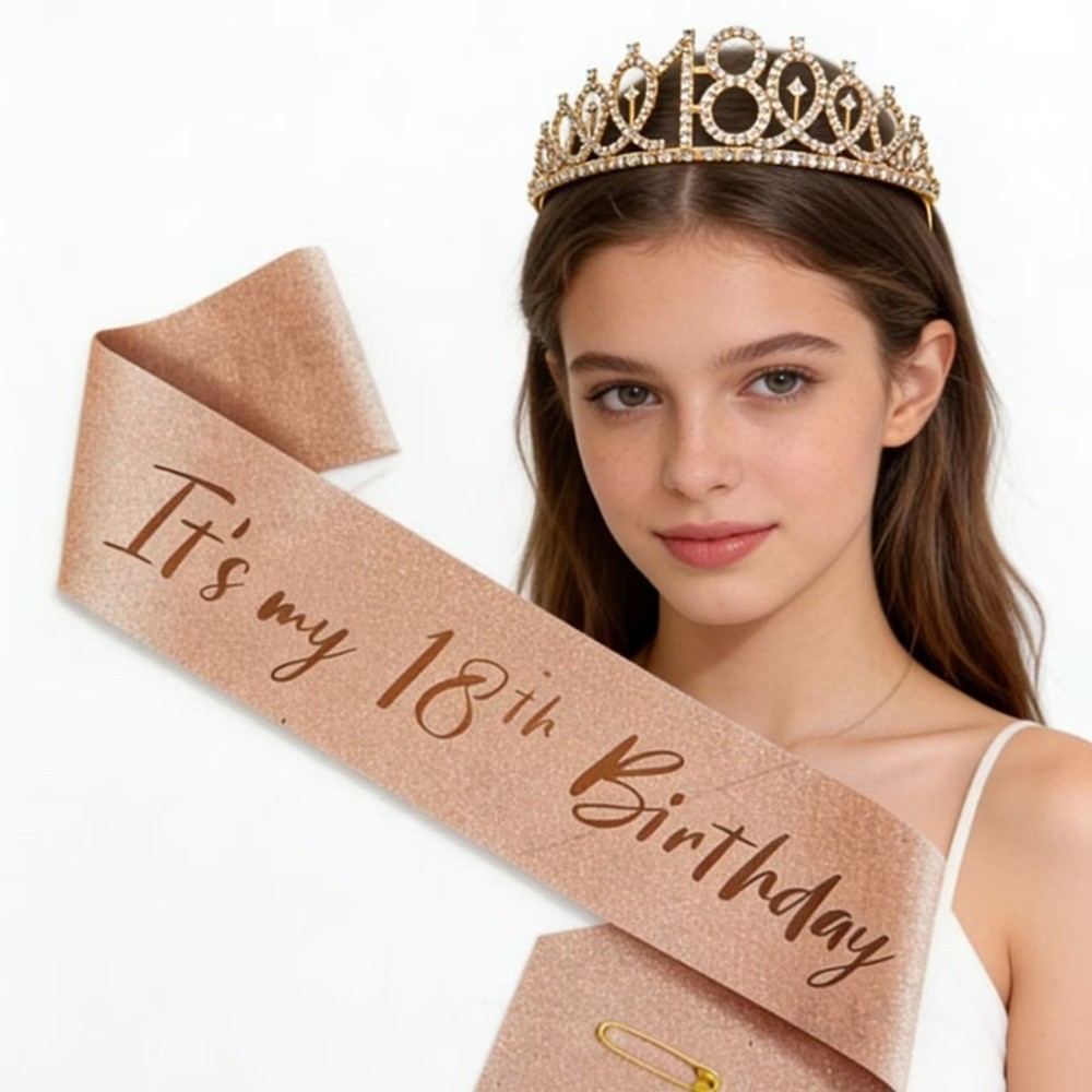 Tiara and Sash Set for Birthday Girls Women Milestone 10th 16th 18th 30th 40th