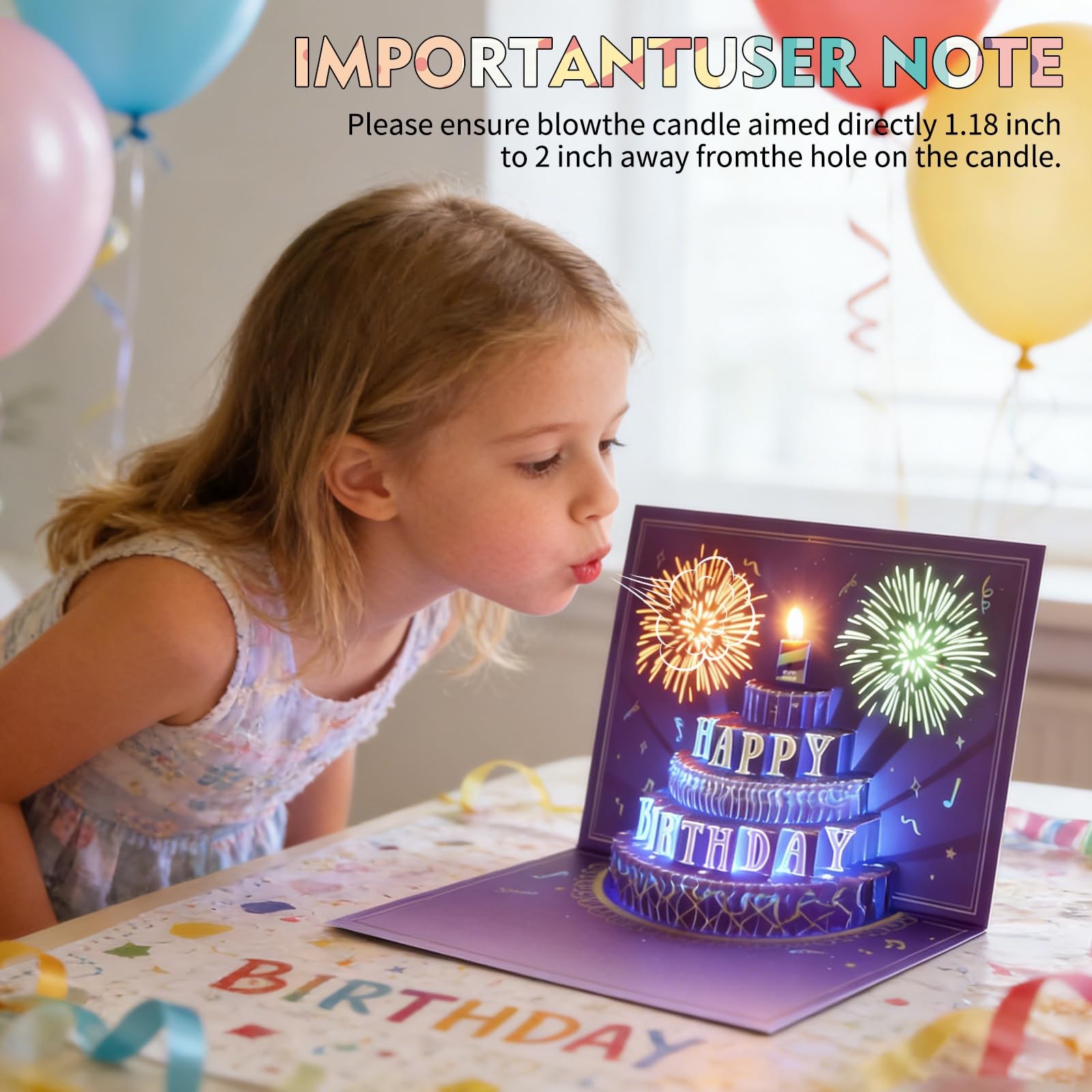 XTF2015 Happy Birthday Cards Fireworks, Lights, Music 7.87*5.9 inch, Purple