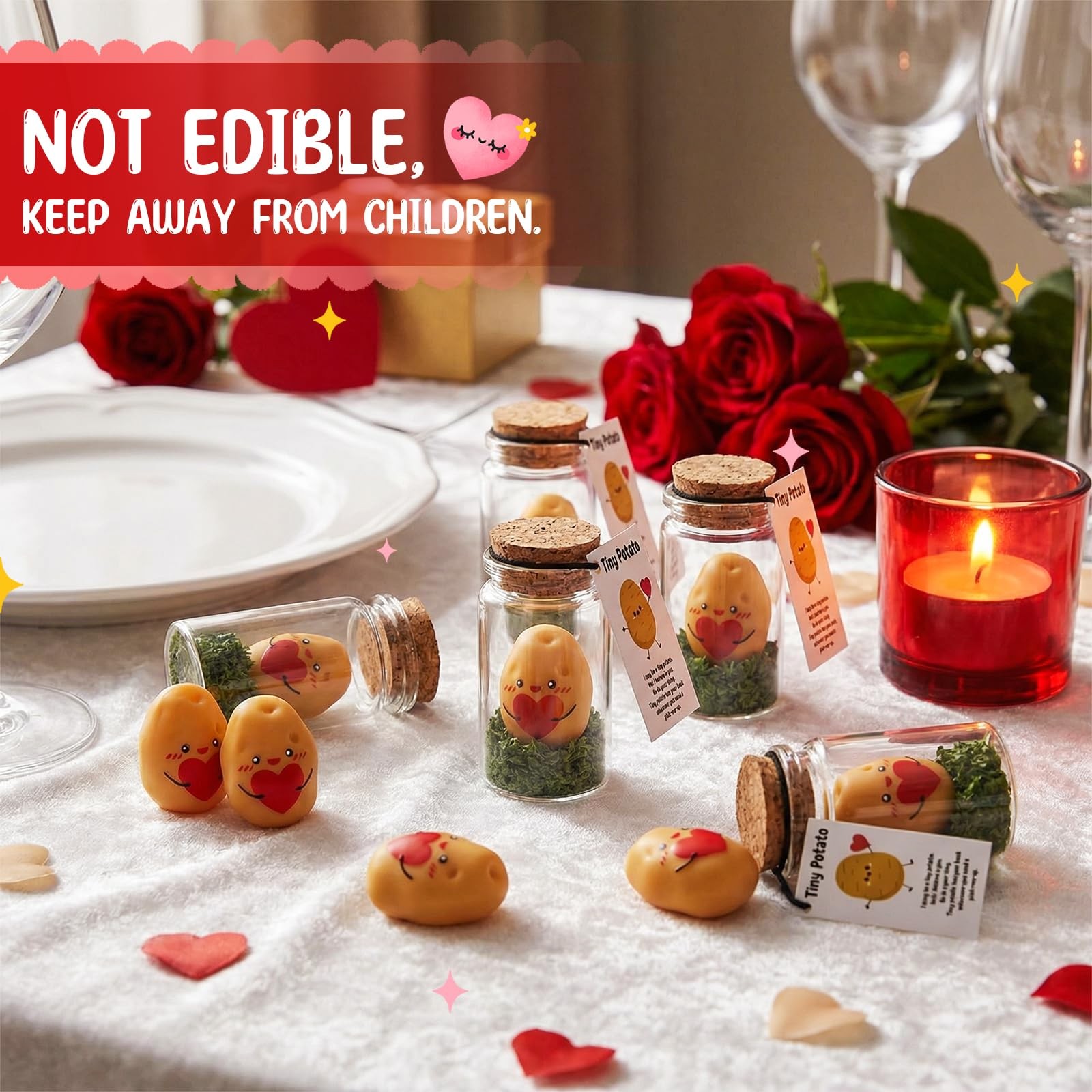 Seenelling 20 Sets Support Heart Potato Gifts 0.98 x 1.77 inches, yellow