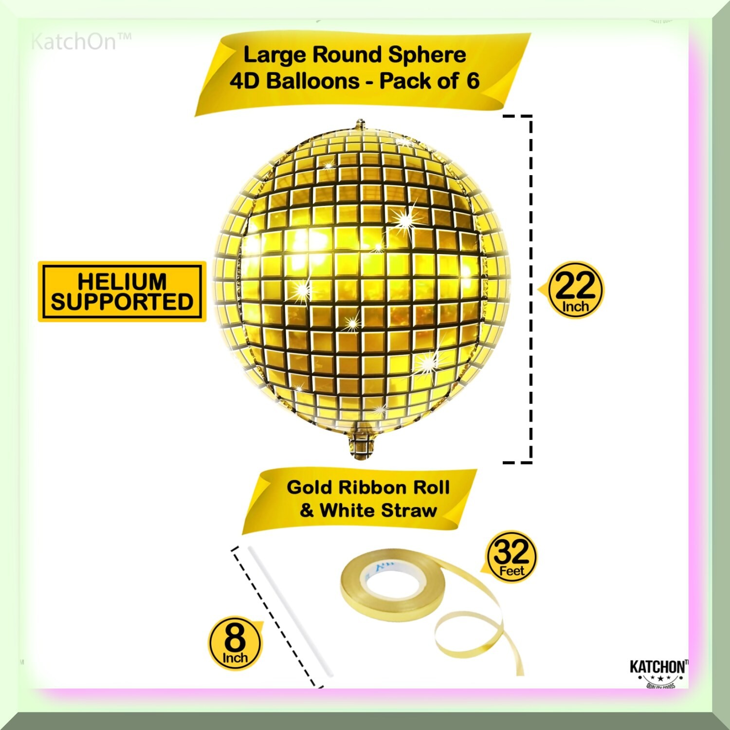 Gold 22-Inch Disco Balloons Pack of 6