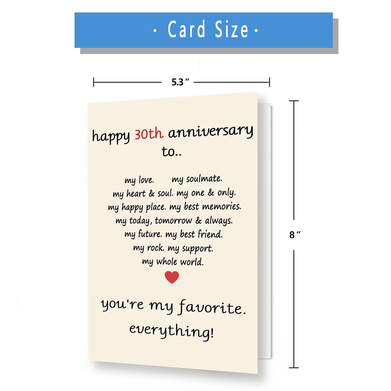 Asmallgf Sweet 30th Wedding Anniversary Card, Pearl Gift 8 x 5.3 inches,