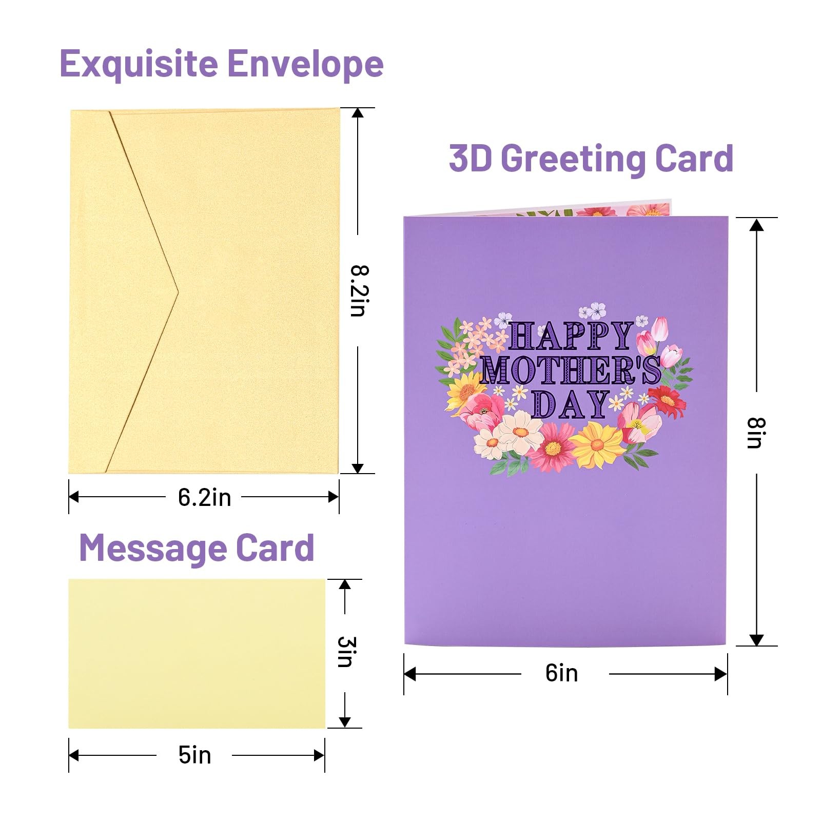 Yeomant 3D Mothers Day Card, Happy Mother’s Pop Up 8”x6”, Colorful