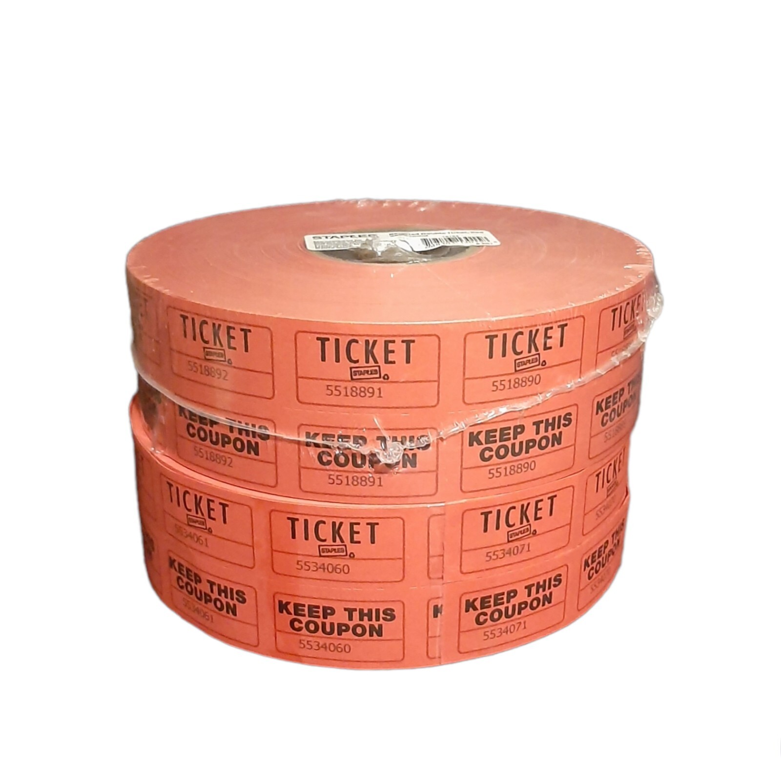 Raffle tickets RED Double Ticket 2000 Count per Roll 2 Rolls