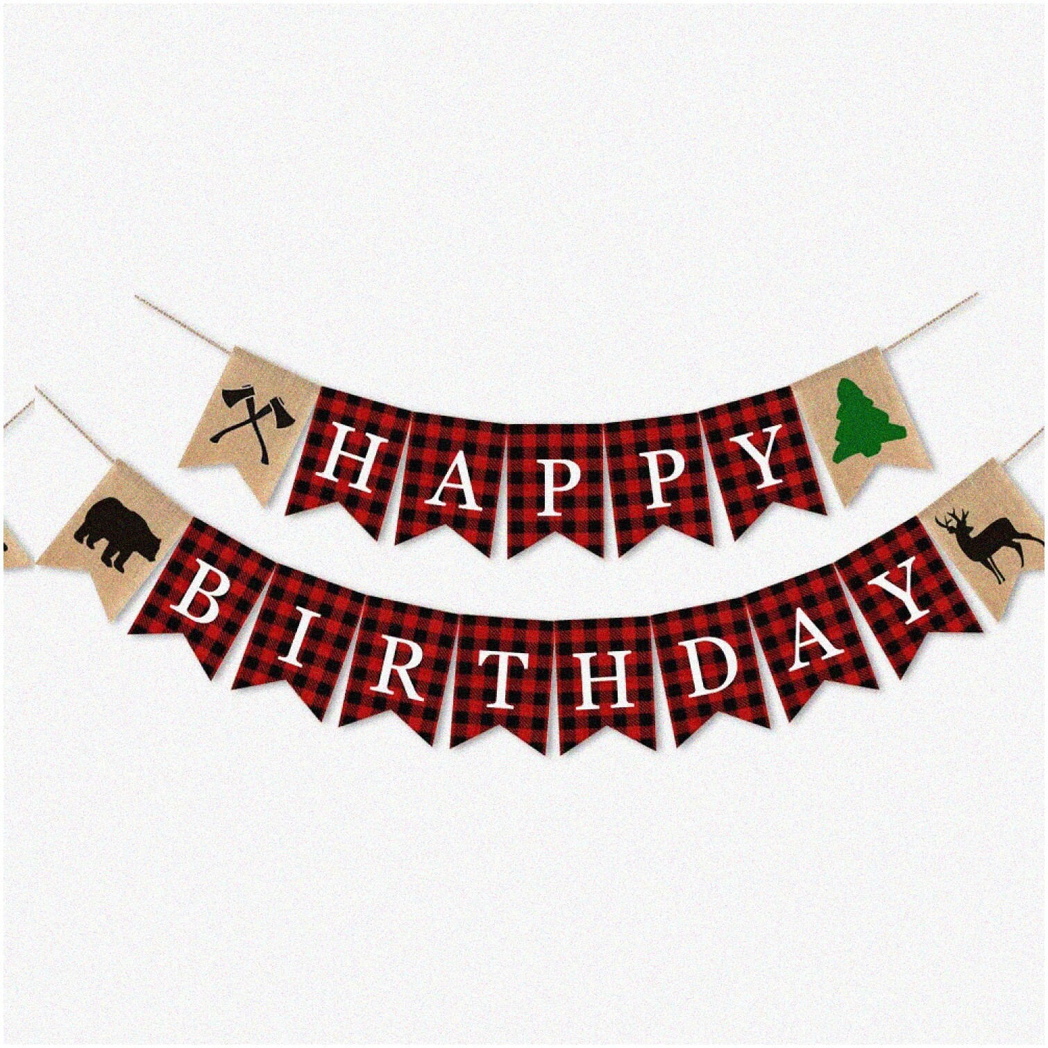 Rustic Burlap Birthday Banner Kit with Adjustable Rope