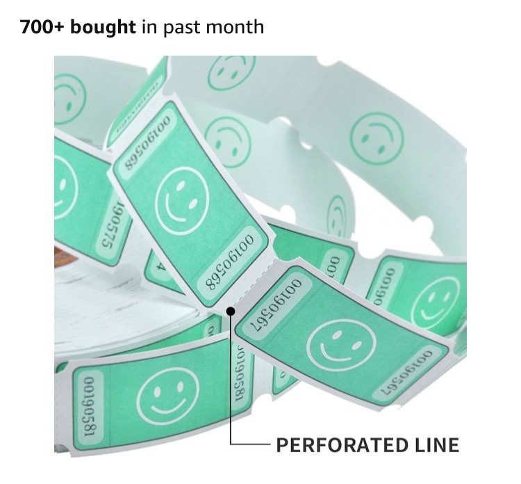 L Liked 4000 Assorted Raffle Tickets Each 1×2 Inch 1000/Roll Smile Face Pastel