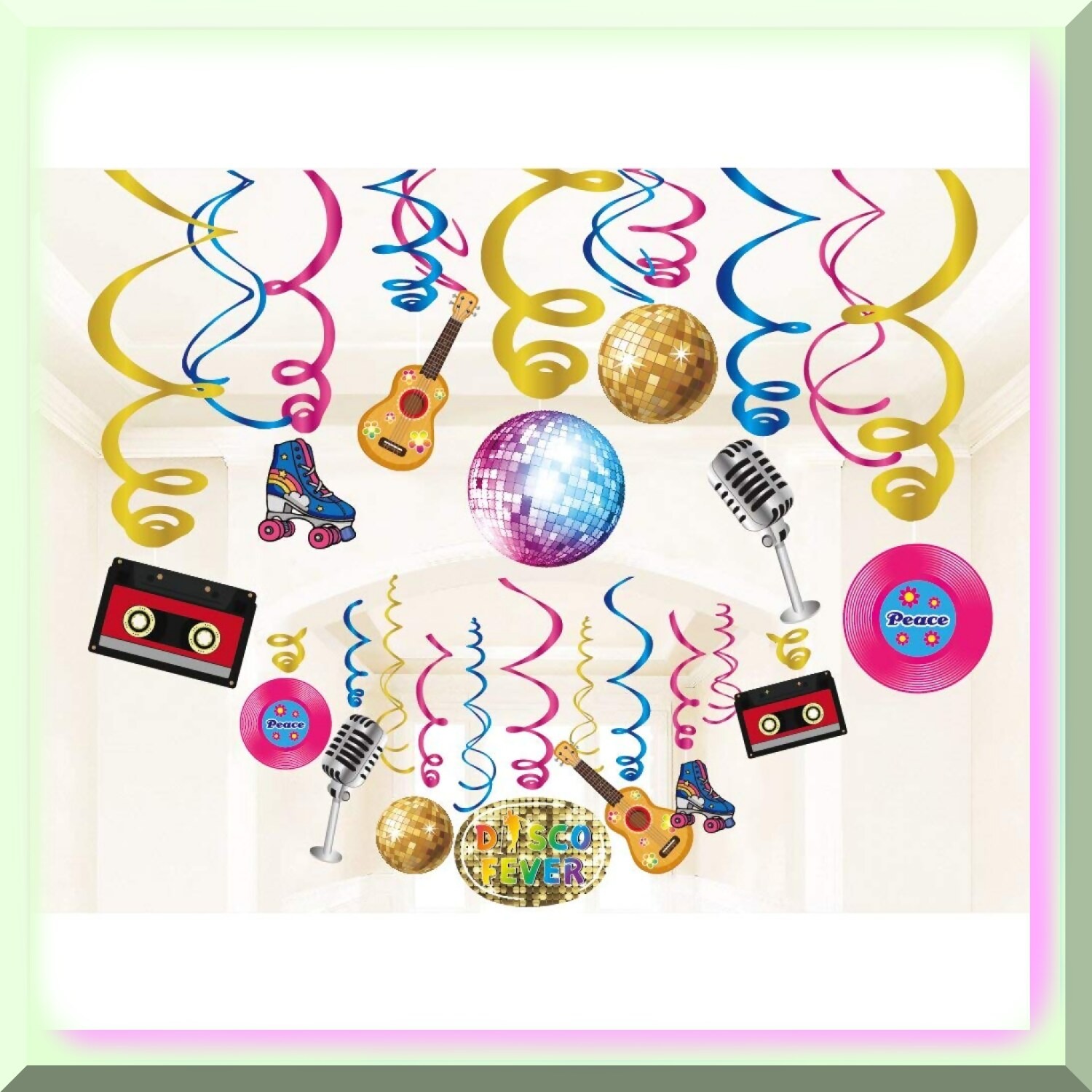 Retro Rhythmic Swirls Hanging Decorations Set