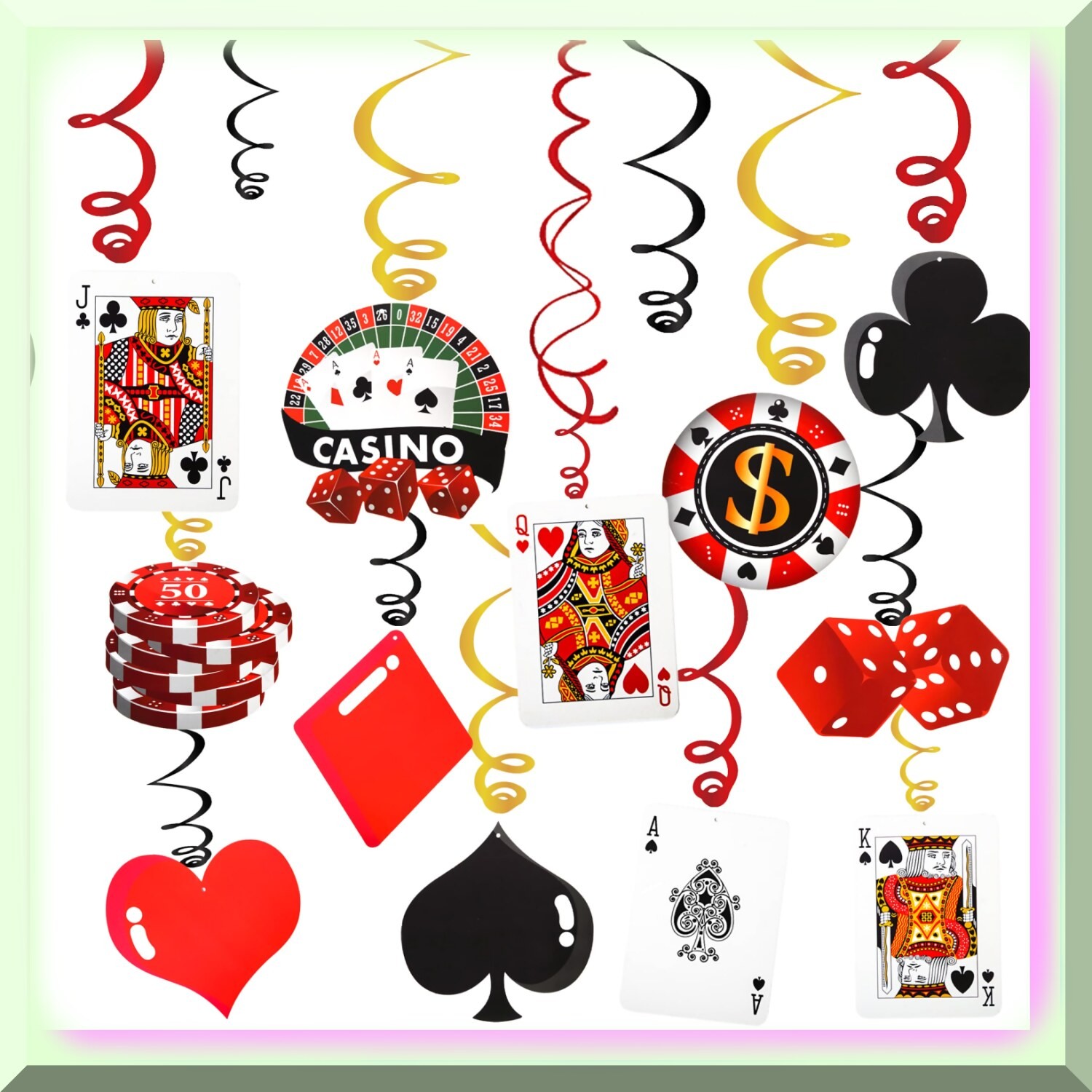 30 Poker Theme Hanging Decorations for Casino Night