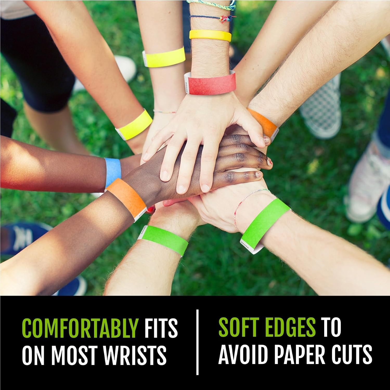 200 Wristco Tyvek Wristbands for Events, 5-Color Variety Pack – Tamper-Proof De