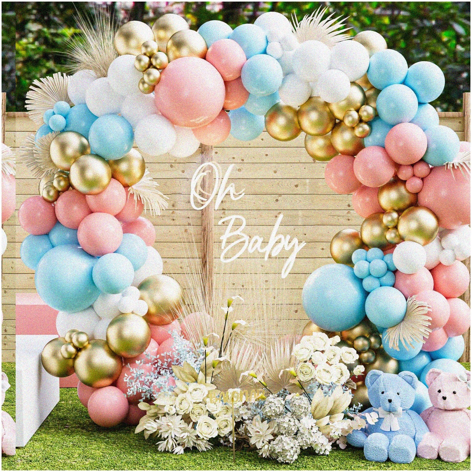 135-Piece Metallic Gender Balloon Garland Kit