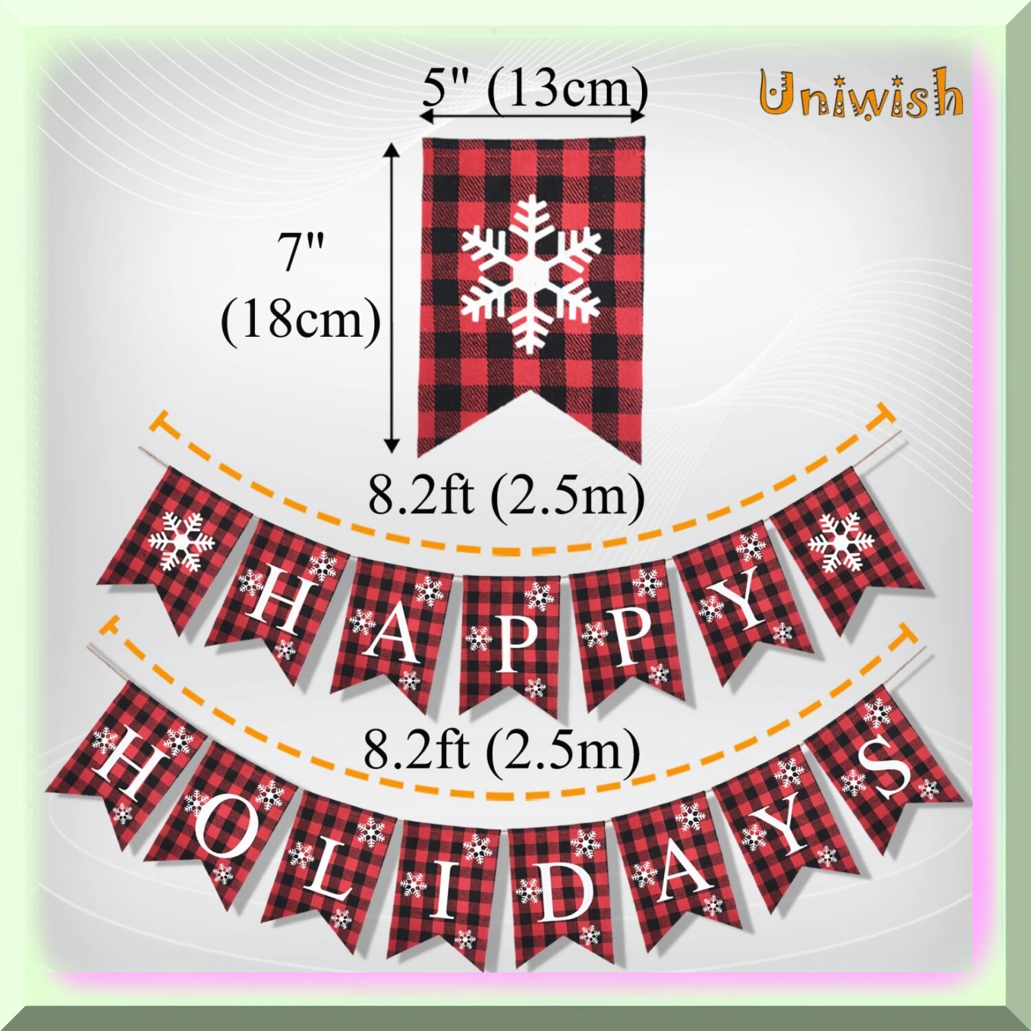 Rustic Buffalo Plaid Holiday Banner 8ft Flags