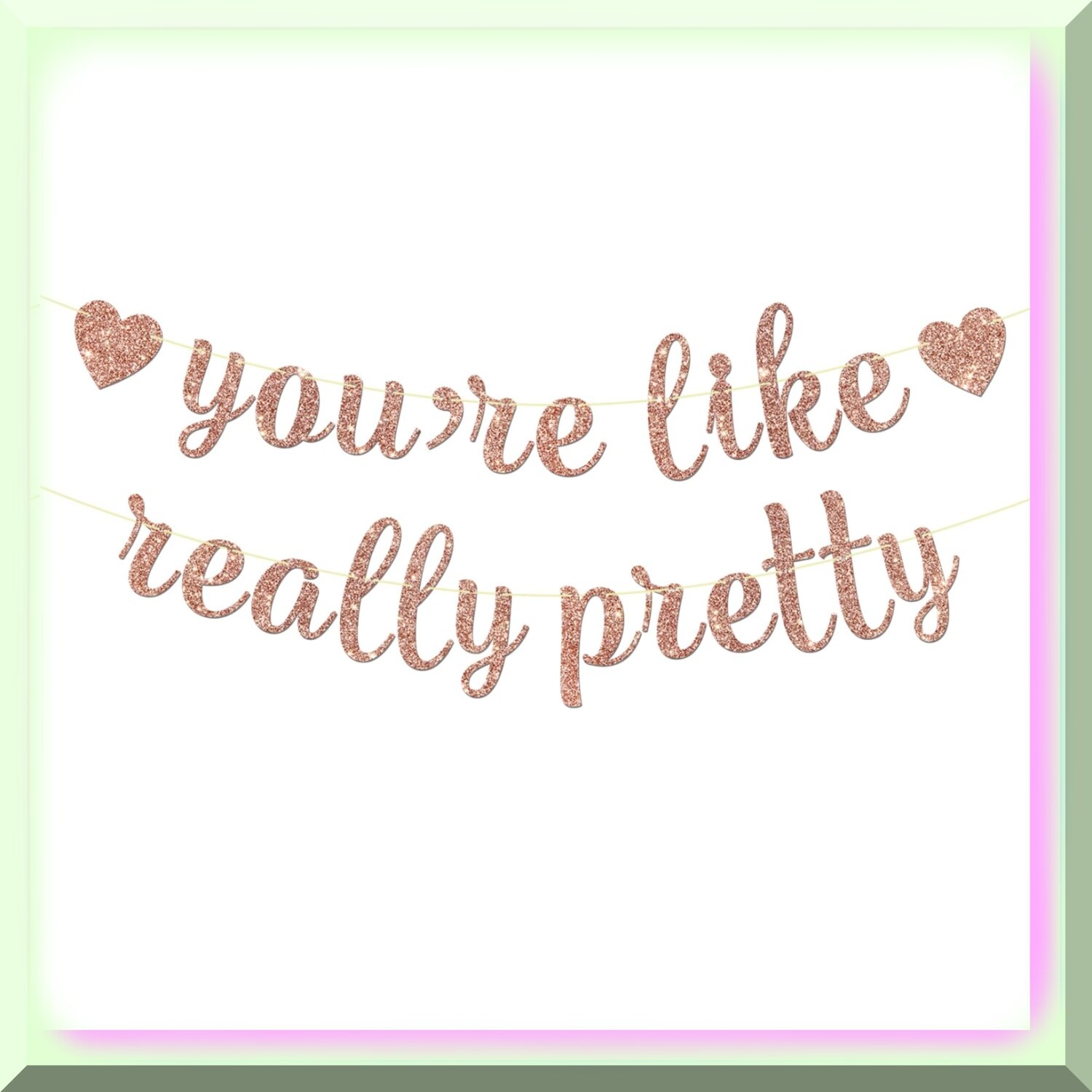 Rose Gold Celebration Banner with Glitter Paper