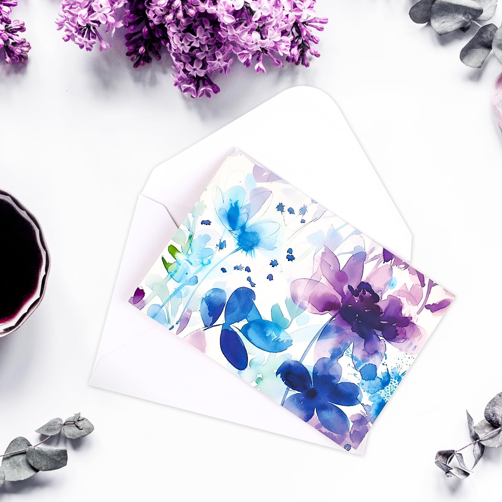 FUHITIM 48 Pack Blank Cards 3.7x 5.2 Inch, Watercolor Flower Cards(48 pcs)