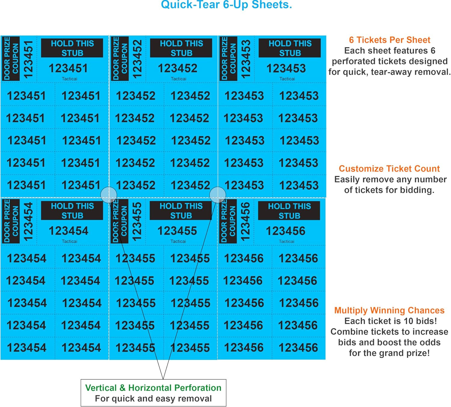 150 Auction Tickets with 10 Bids, Raffle Sheets | Premium Cardstock, 10-Bid L…