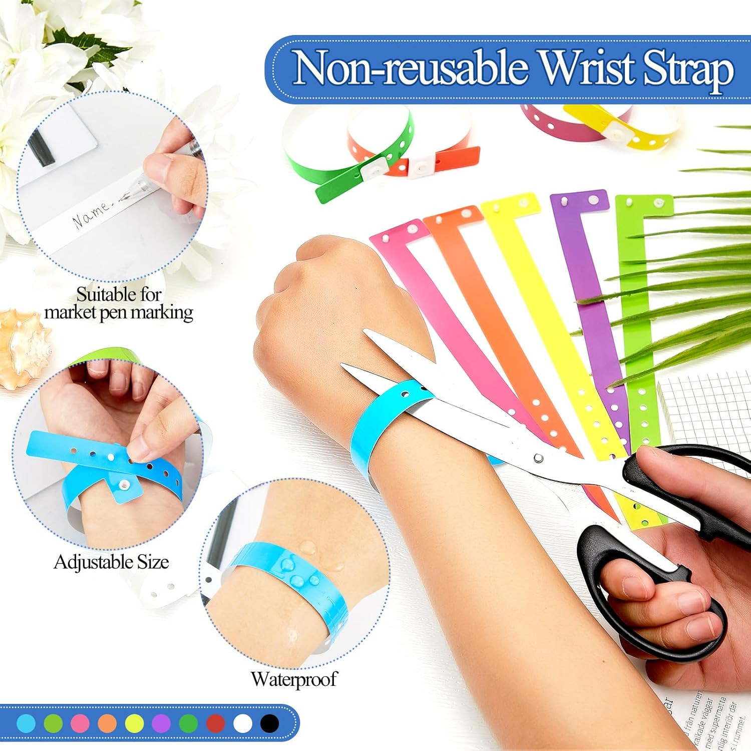 300 Multicolor Plastic Wristbands for Events Concerts and Carnivals