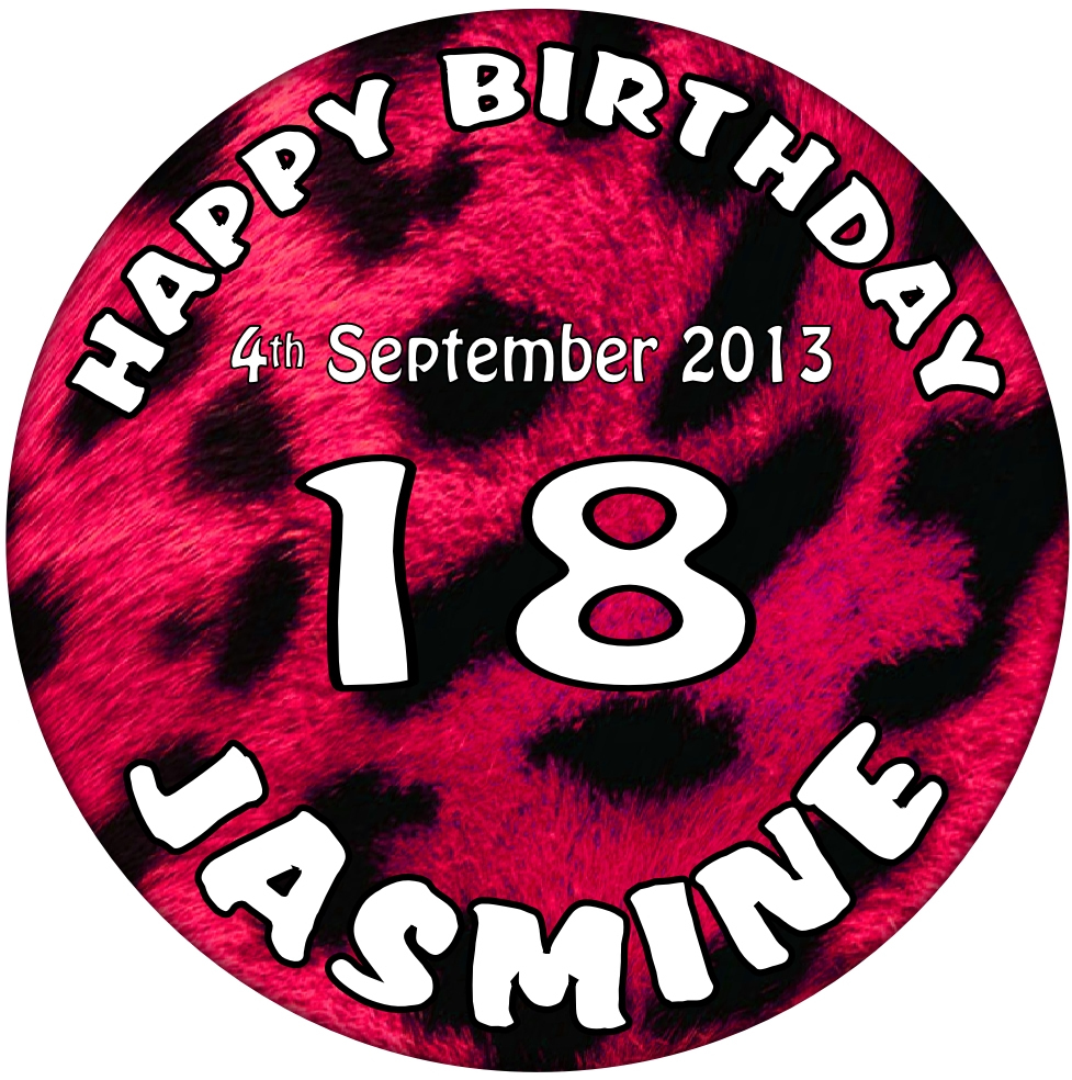18th Birthday ‘Personalised’ Birthday Pink Leopard Print Badge – 59mm Badge