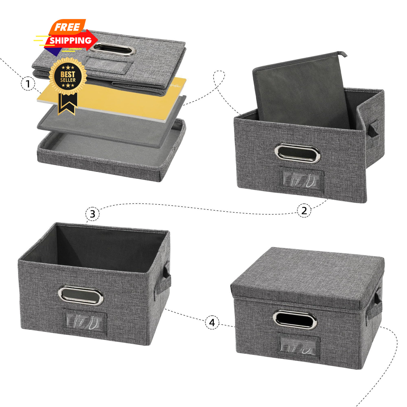 Remowith Greeting Card Organizer and Storage Box with 20 Pcs 1 Pack, Grey