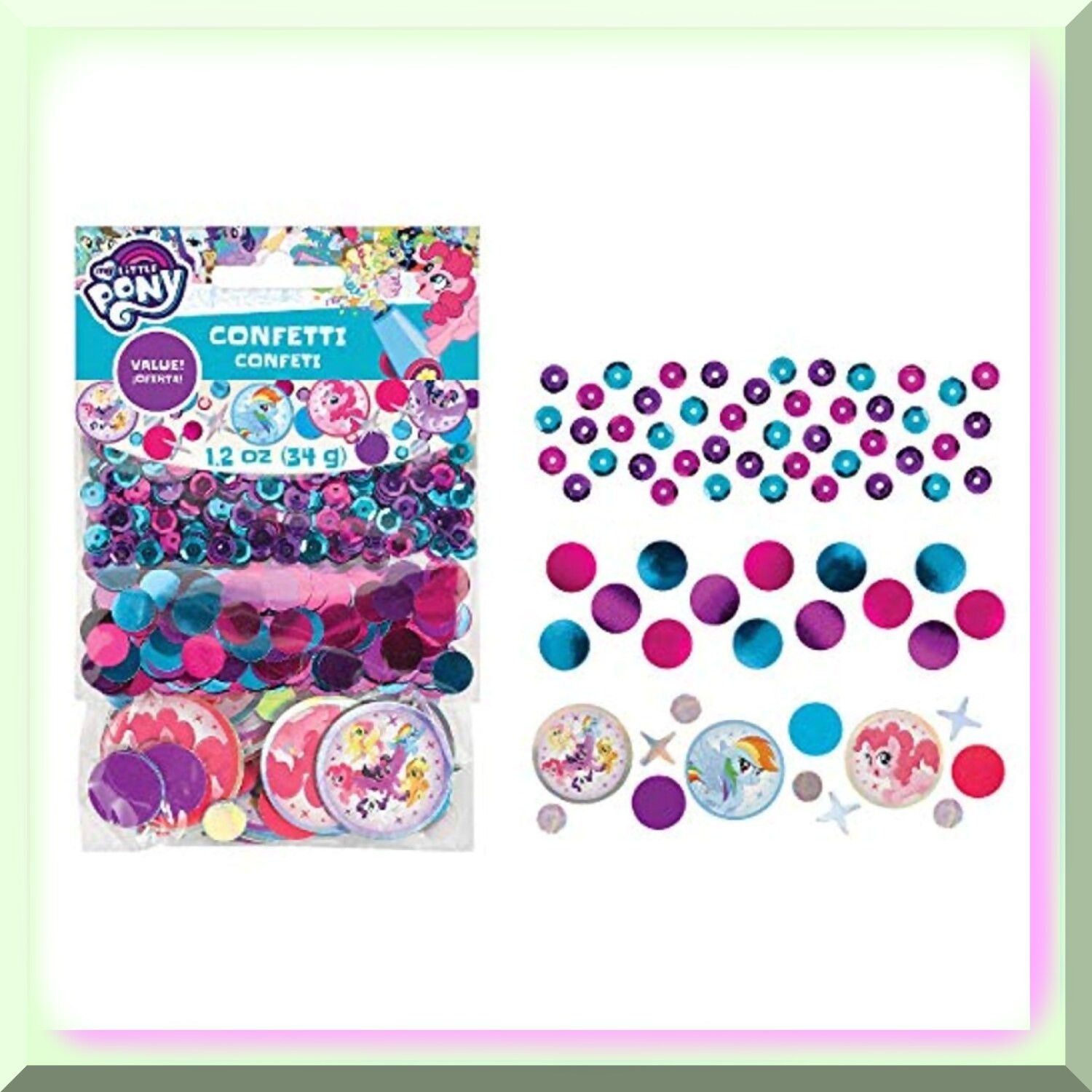 Rainbow Confetti Party Pack with Sequins and Cartoon Cutouts