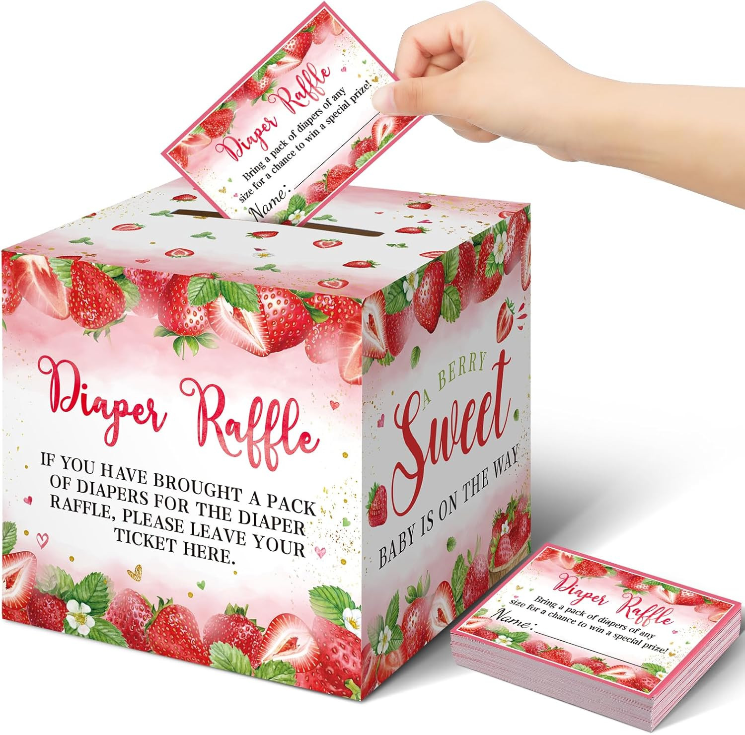 51 Pieces Diaper Raffle Tickets with Card Box Baby Shower Decorations Baby Showe