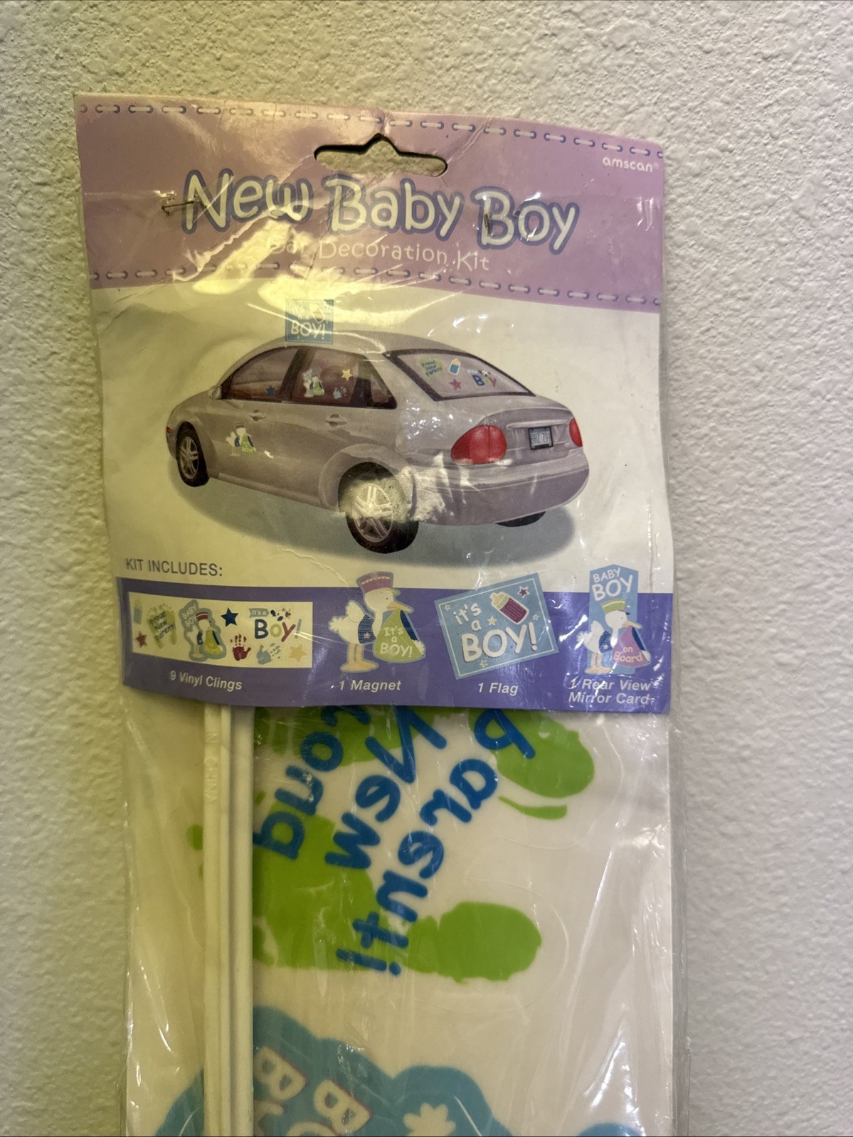 NEW BABY BOY CAR DECORATION KIT Newborn Birth Party Celebration Auto Window