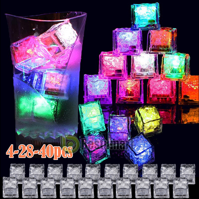 Reusable LED Light Up Ice Cubes Baby Kid Bath Glow Toy Shower Luminous Toy Decor