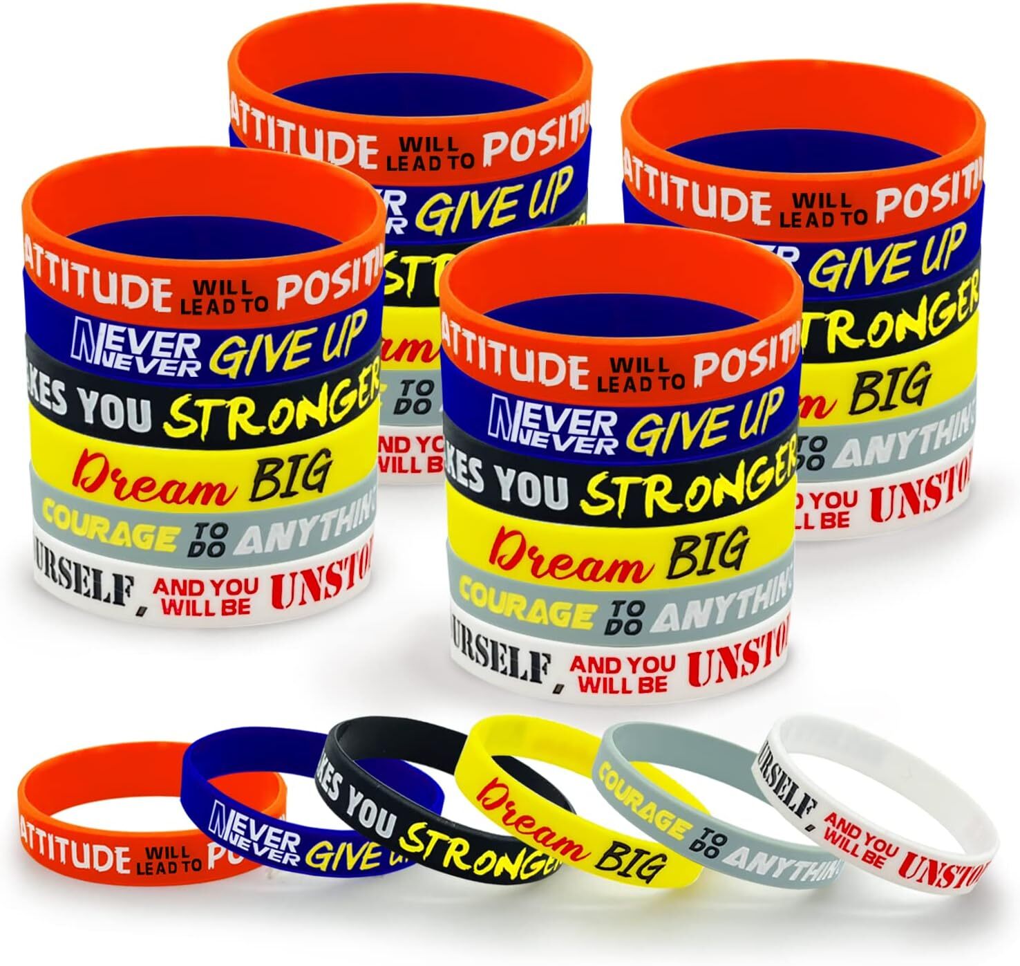 30 Pieces Inspirational Rubber Bracelet Motivational Quotes Silicone Unisex