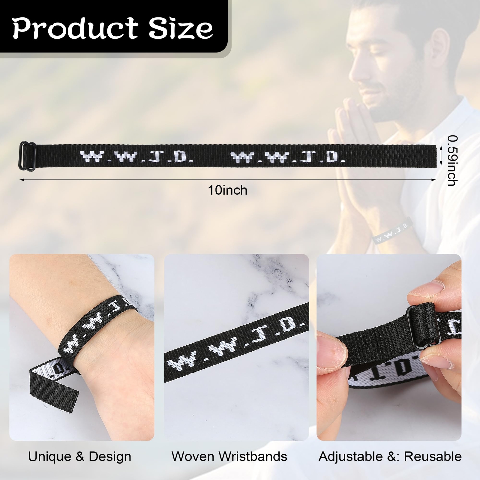 6 Pcs WWJD Rubber Bracelet Christian Gift Wristbands for Men Women