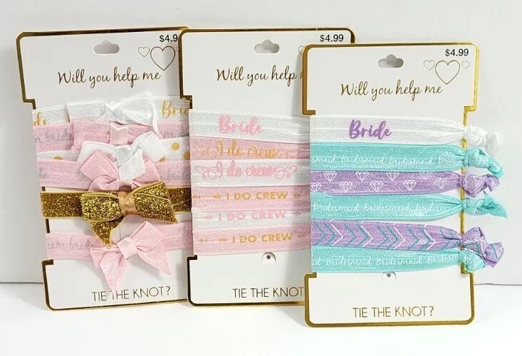 3x Bride Hair Ties Bachelorette Hen Party Help Me Tie The Knot Wedding accessory