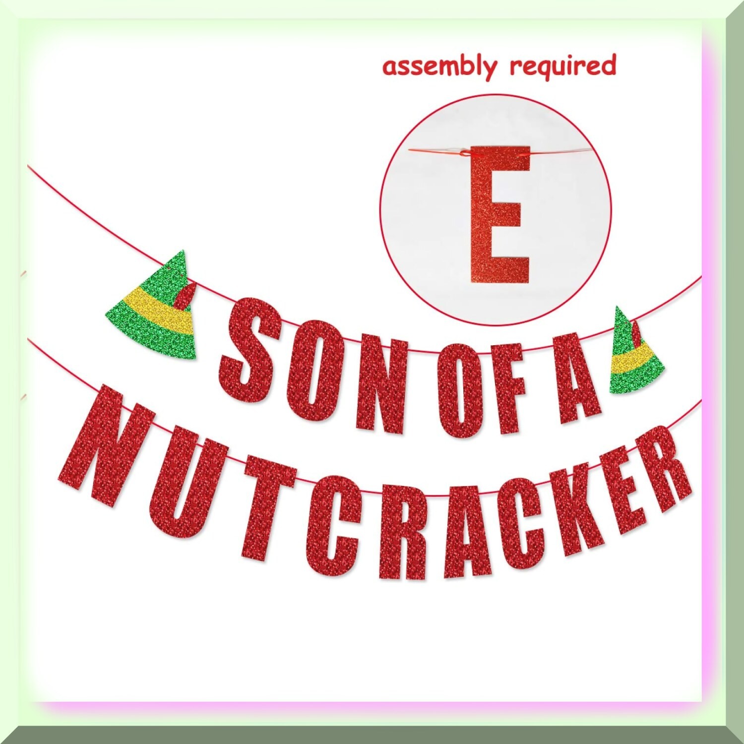 Funny Buddy Elf Nutcracker Banner Glitter Card Stock