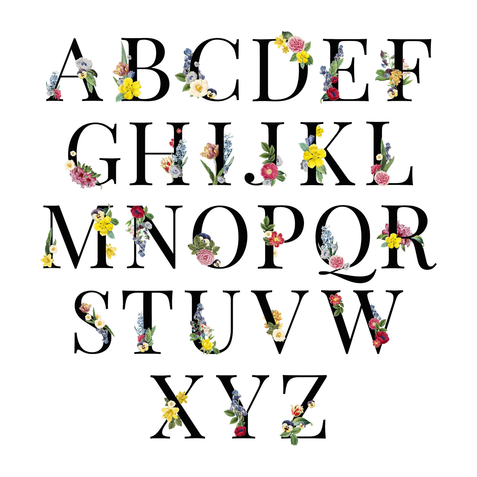 Personalised Birthday Gift Floral Letter Initial Wall Art Print A4 A5 Frame