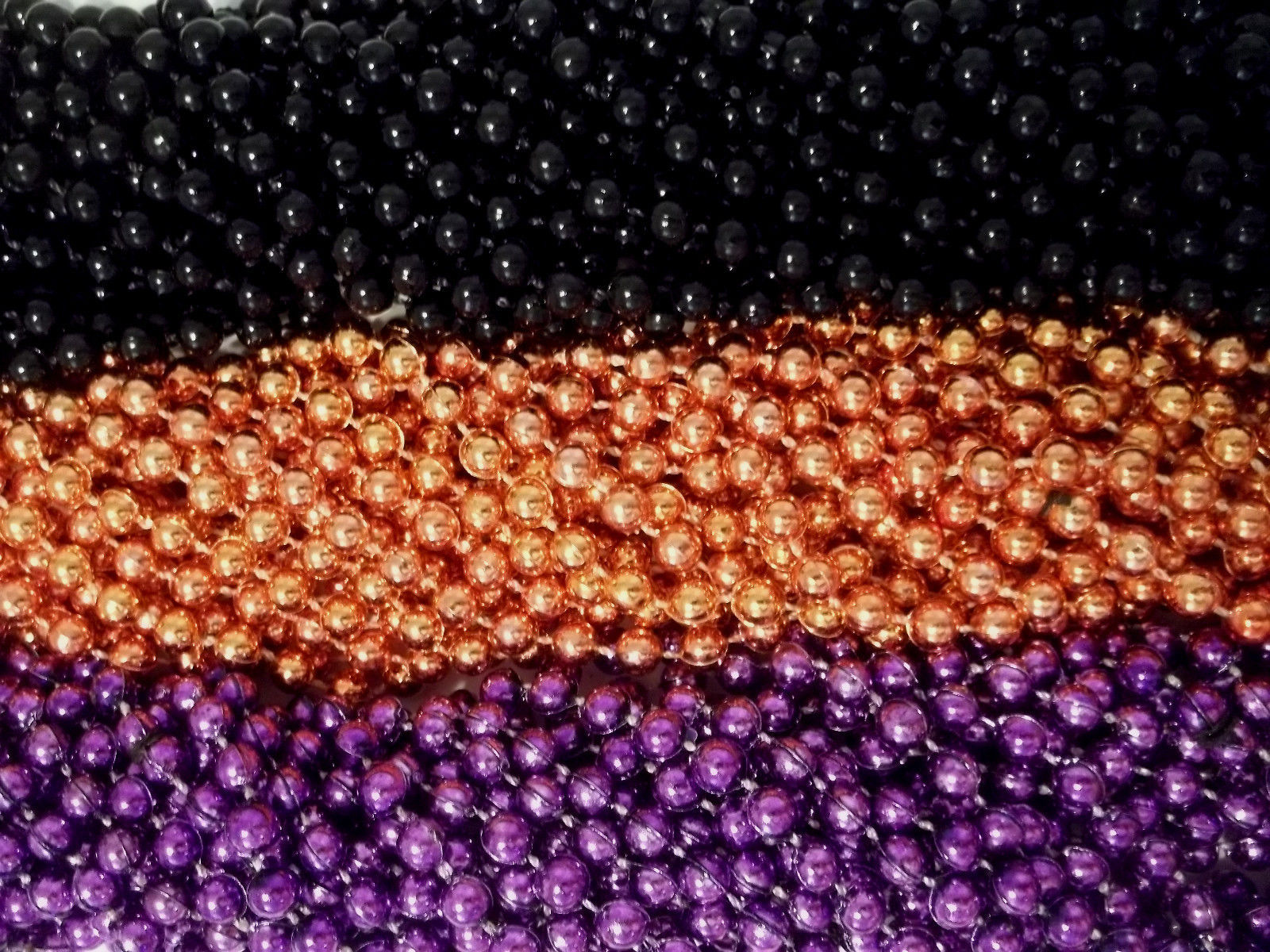 36 Purple Orange Black Halloween Mardi Gras Beads Party Favors Necklaces 3 Doz