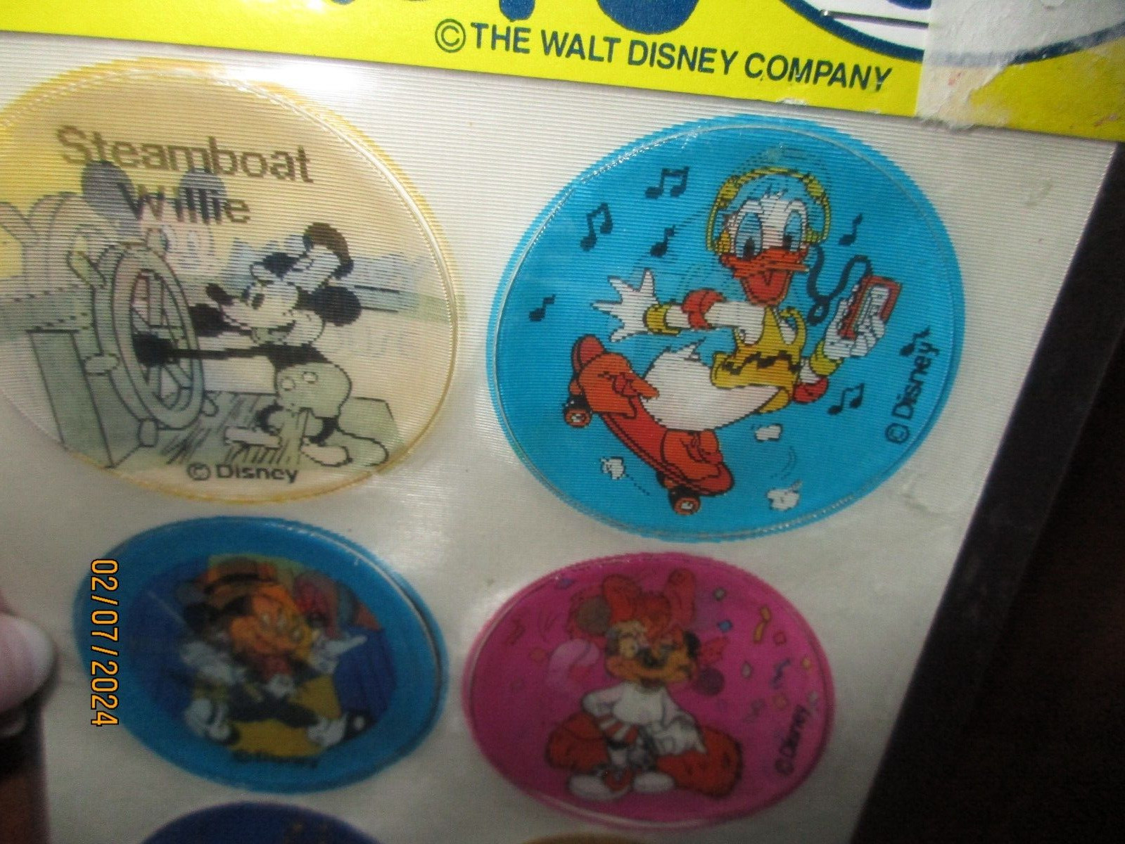 Vintage Disney Flicker Stickers 6 Lenticular Stickers NOS Rare