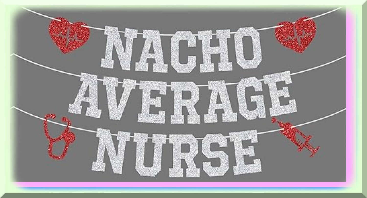 Silver Nurse Graduation Banner with Glitter Letters