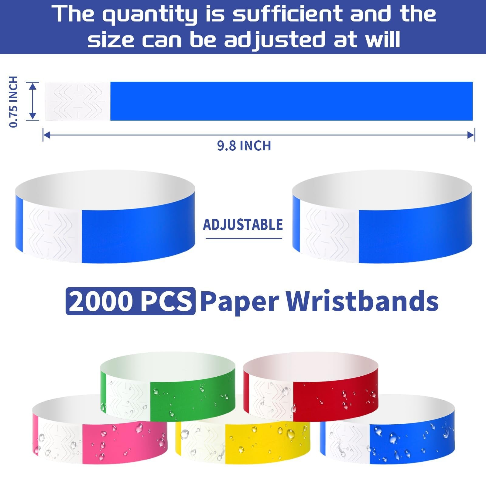 2000 Pcs Paper Wristbands for Events Waterproof Neon Colored Wrist Bands Adhe…