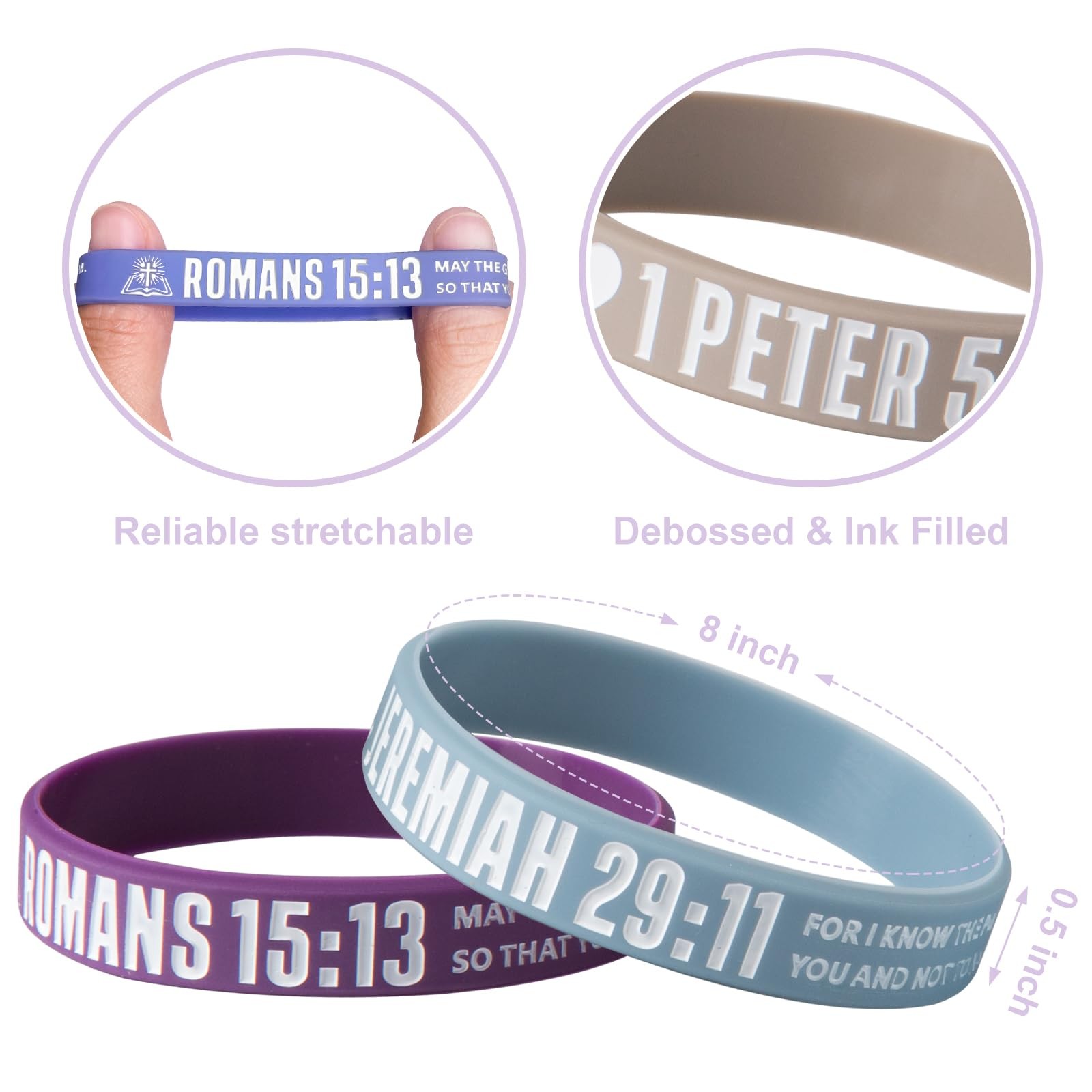 12-Piece Bible Verse Bracelets – Christian Scripture Silicone Wristbands for Men