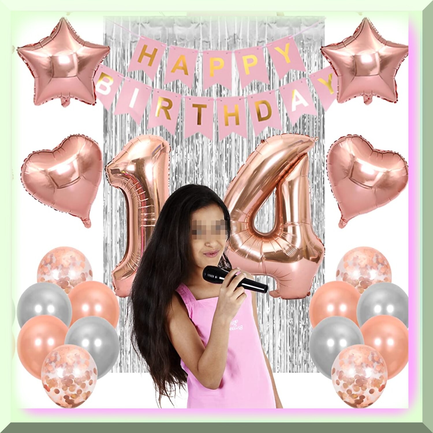 Rose Gold 14th Birthday Party Balloon Kit
