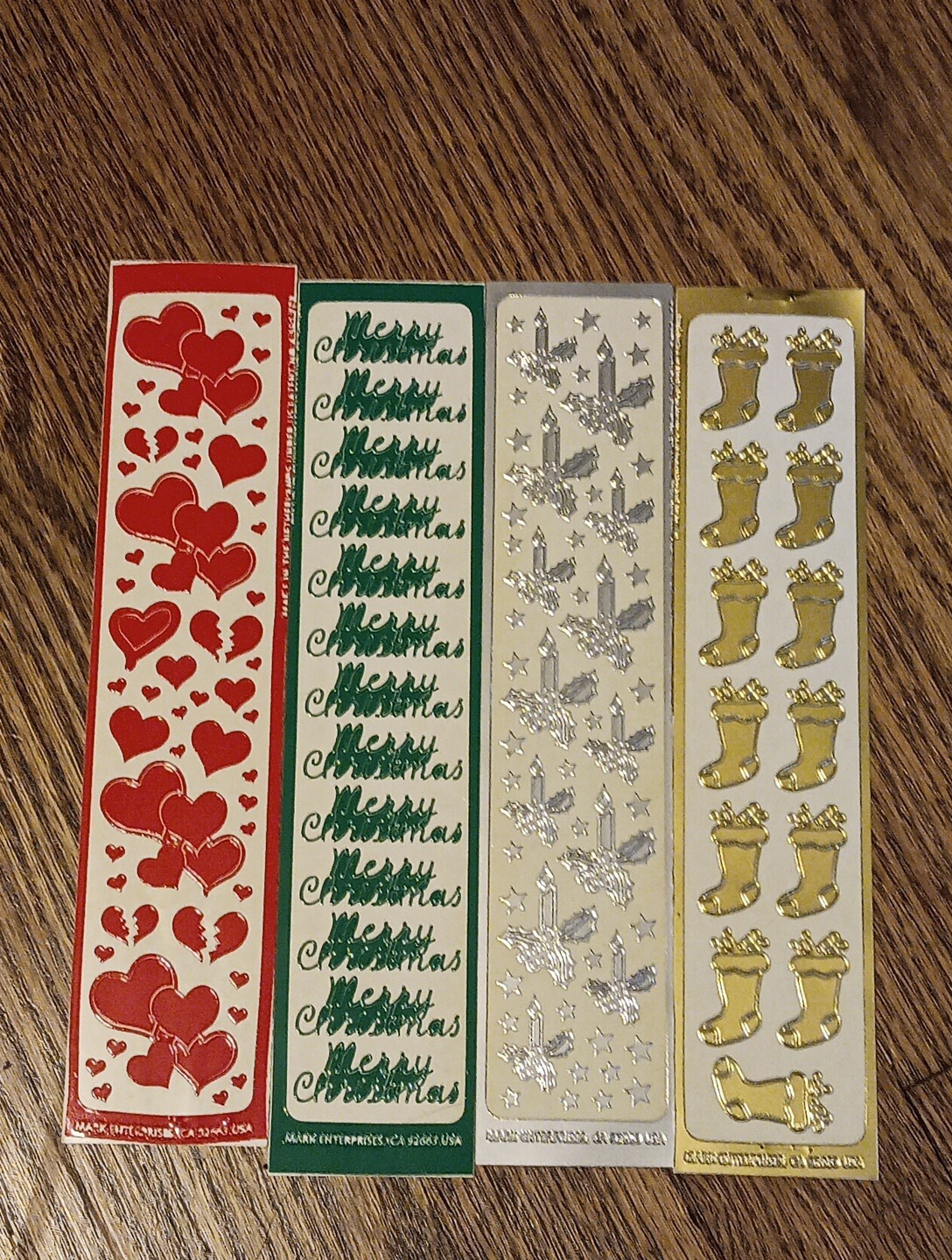 Mark Enterprises Class A Peels Christmas Heart Stickers Sheets Lot Gold Stocking