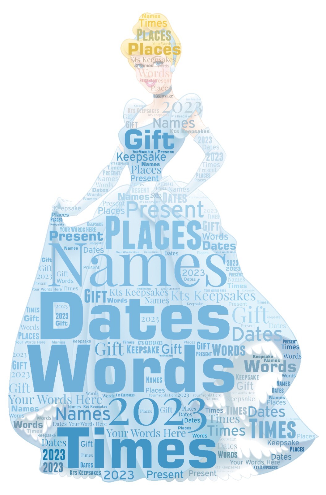 word art picture personalised gift present keepsake cinderella birthday