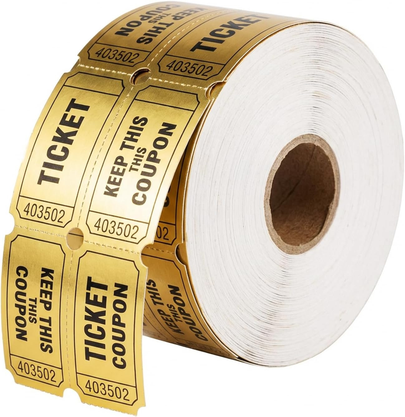 Golden Tickets 1 Roll 1000 Metallic Foil Raffle Tickets for Events, Carnivals…
