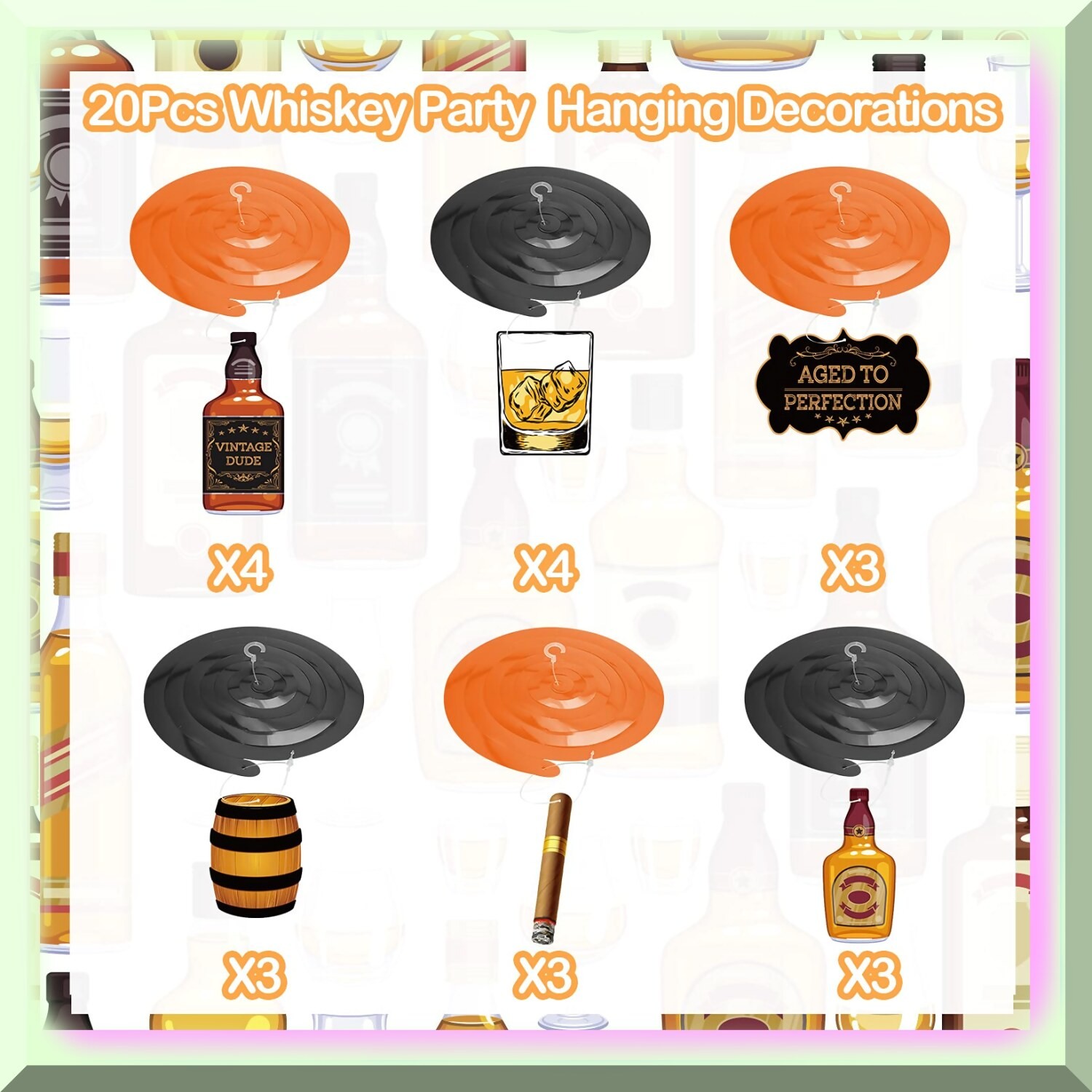 Whiskey Party Decorations Hanging Swirls 20 Pack