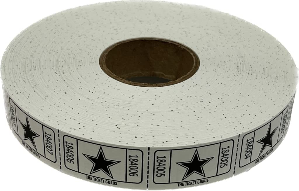 Star Raffle Tickets Single Roll Consecutively Numbered 2000 Count 4 Rolls Kit