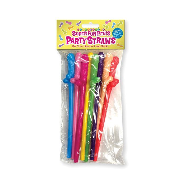 Super Fun Penis Multicolor Party Straws – Pack of 8 Bachelorette Party Supplies