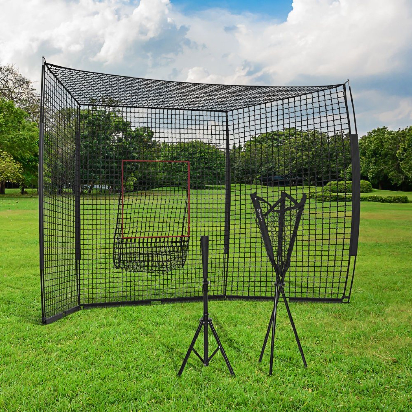 Soozier 17’x5.5′ Baseball Net Strike Zone Tee Caddy Carry Bag Portable