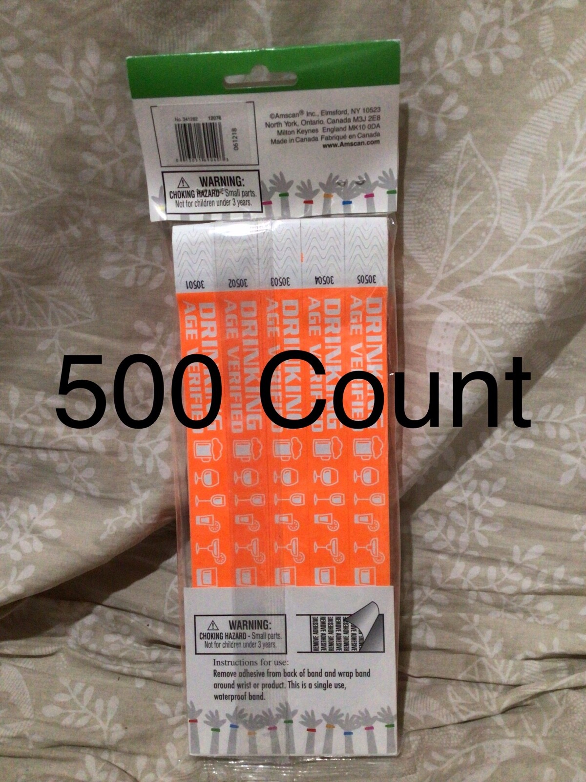 Drinking Age Verified Tyvek Wristbands Orange 500 Count Party Fundraiser Bar